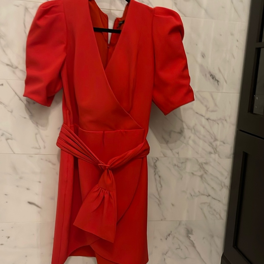 Black halo red mini dress